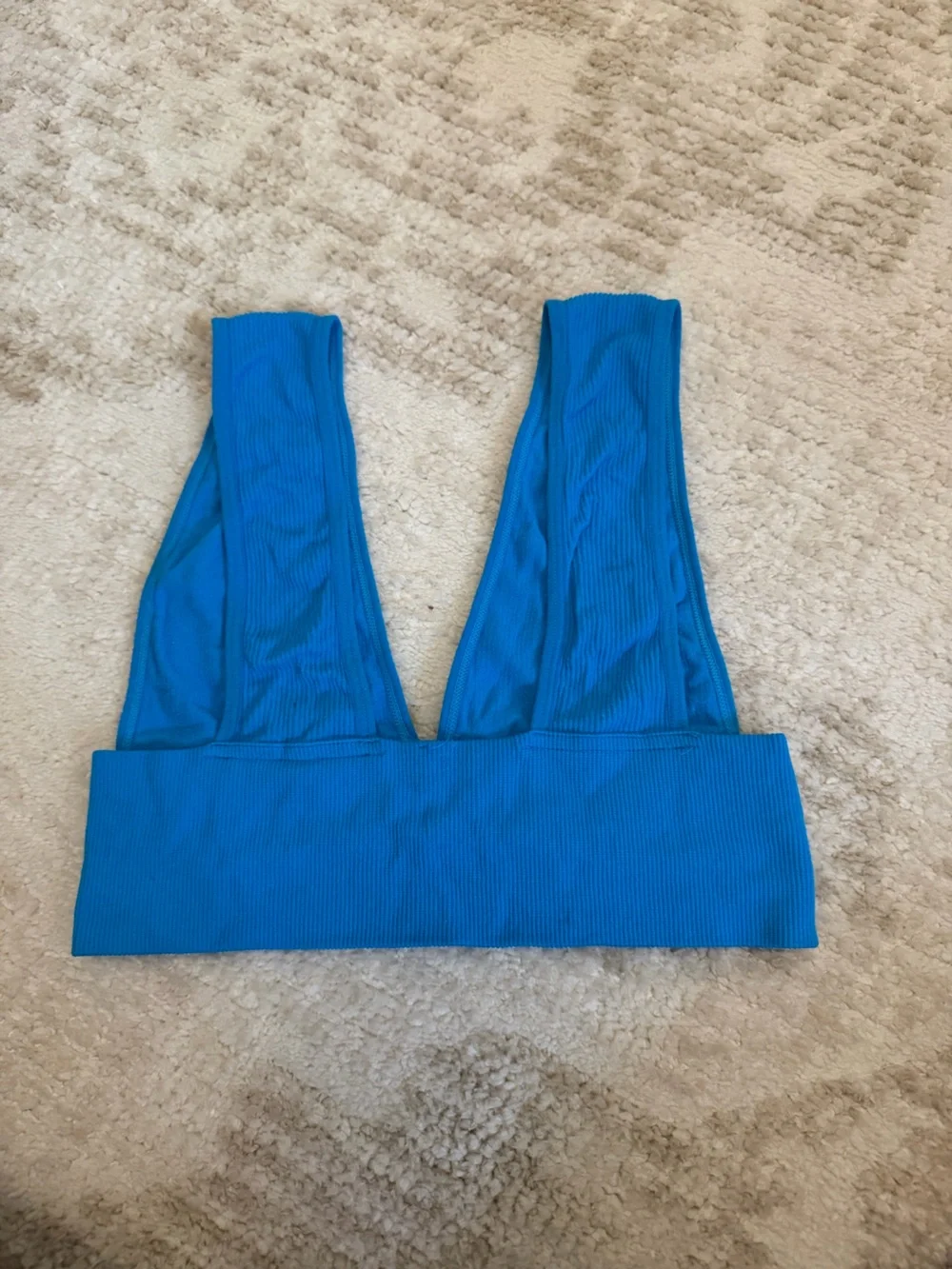 Free People Vibrant Blue Ribbed V-Neck Bralette